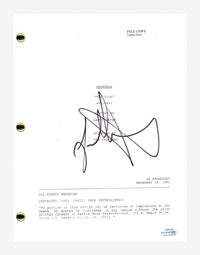 Jason Alexander Signed Autographed Seinfeld The Pick Episode Script ACOA COA