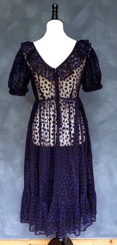Batsheva Blue Ruffle Star Sheer Midi Dress 6 NWTs - Picture 9 of 13