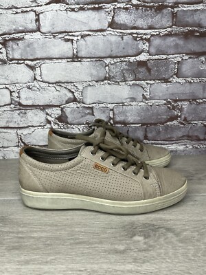 ECCO Danish Design  Beige Leather Perforated Cap Toe Sneakers Women Sz 41EU/10.5