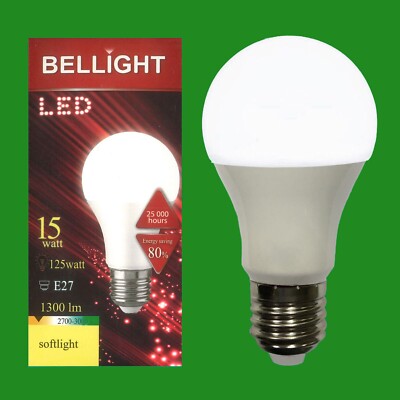 2x 15W (=125W) LED GLS A65 ES Edison E27 3000K Warm White Lamp Light Bulb