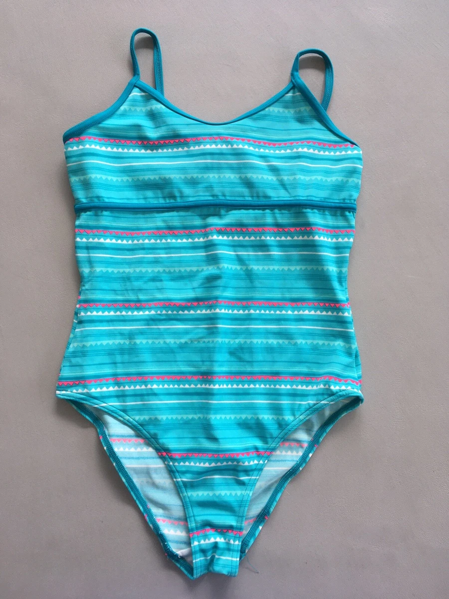 TRIBORD Maillot De Bain 1 Pi ce 14 Ans Turquoise motifs Rose Fluo