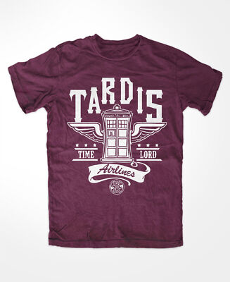 Tardis Airlines  T-Shirt BURGUND Time Lord  Kult Film  Gallifrey University