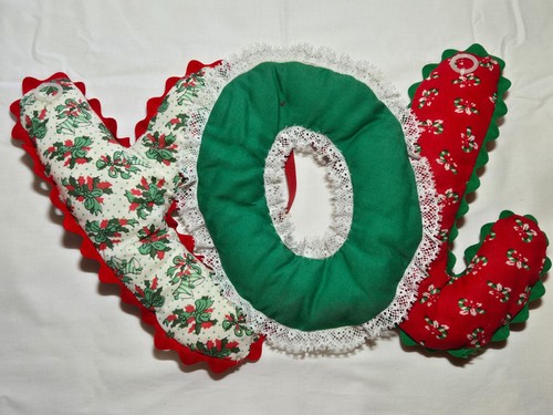 Vintage JOY Pillow Christmas Wall Decor Hanging Letters - Picture 2 of 2