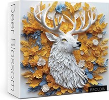 Fall Deer Flower Puzzles for Adults 1000 Pieces, Autumn Animal Floral Jigsaw Puz