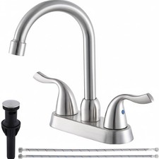 Bathroom Sink Faucet, 2 Handle 4 Inch Centerset RV Bathroom Faucet, Small Brushe