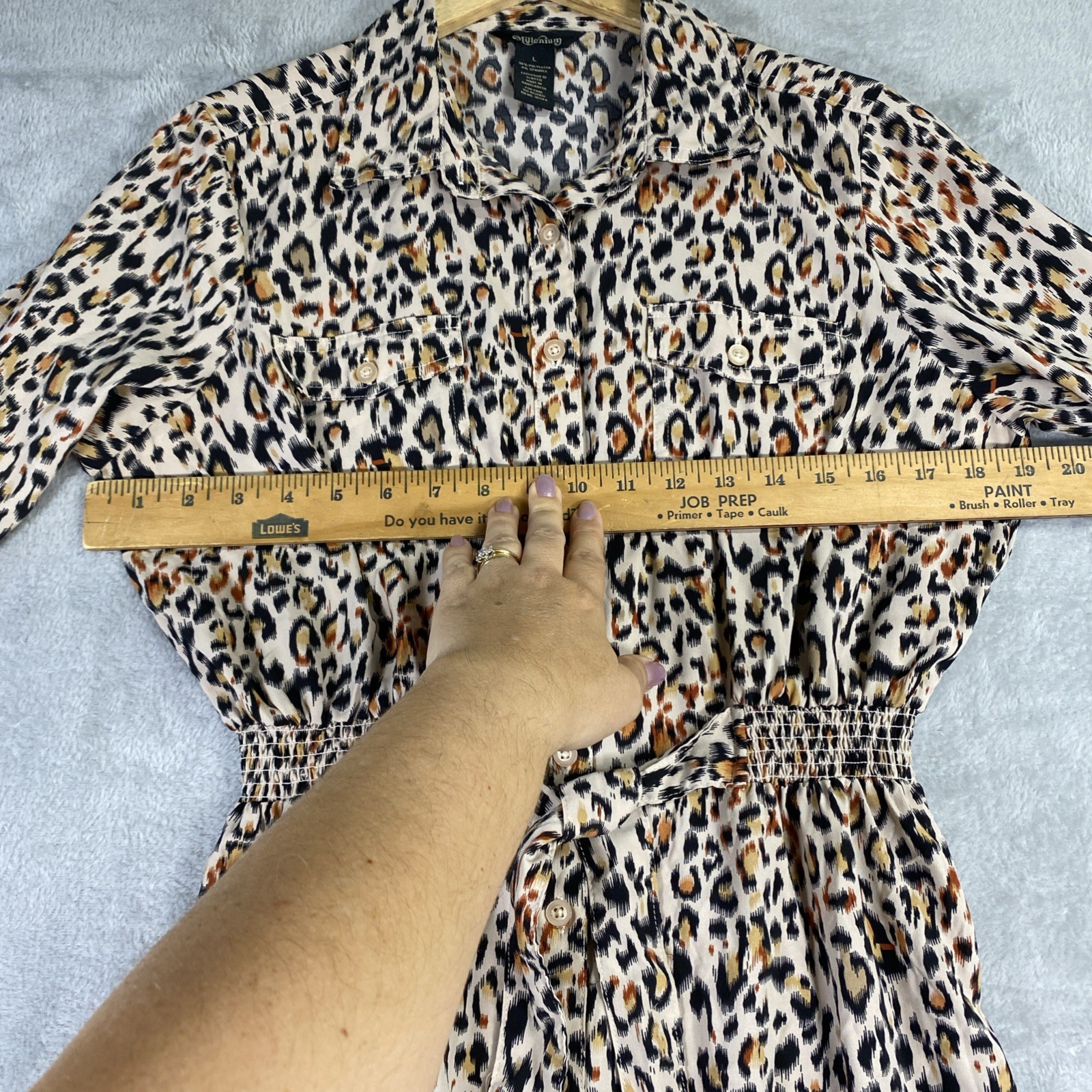 Millenium Large Leopard Print Women's Button Up S… - image 10
