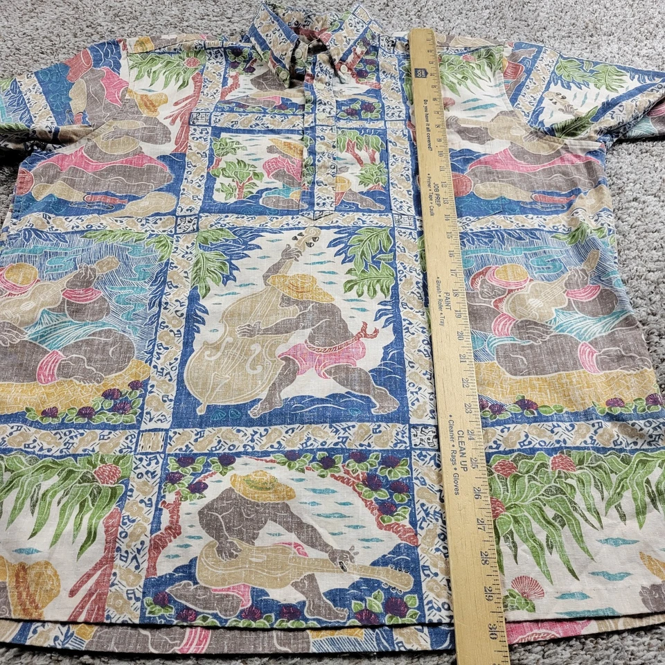 Camisa Reyn Spooner Detrich Varez Para Hombres XL Guitarra Hawaiana Estampado Floral Envejecido Foto 4 de 4