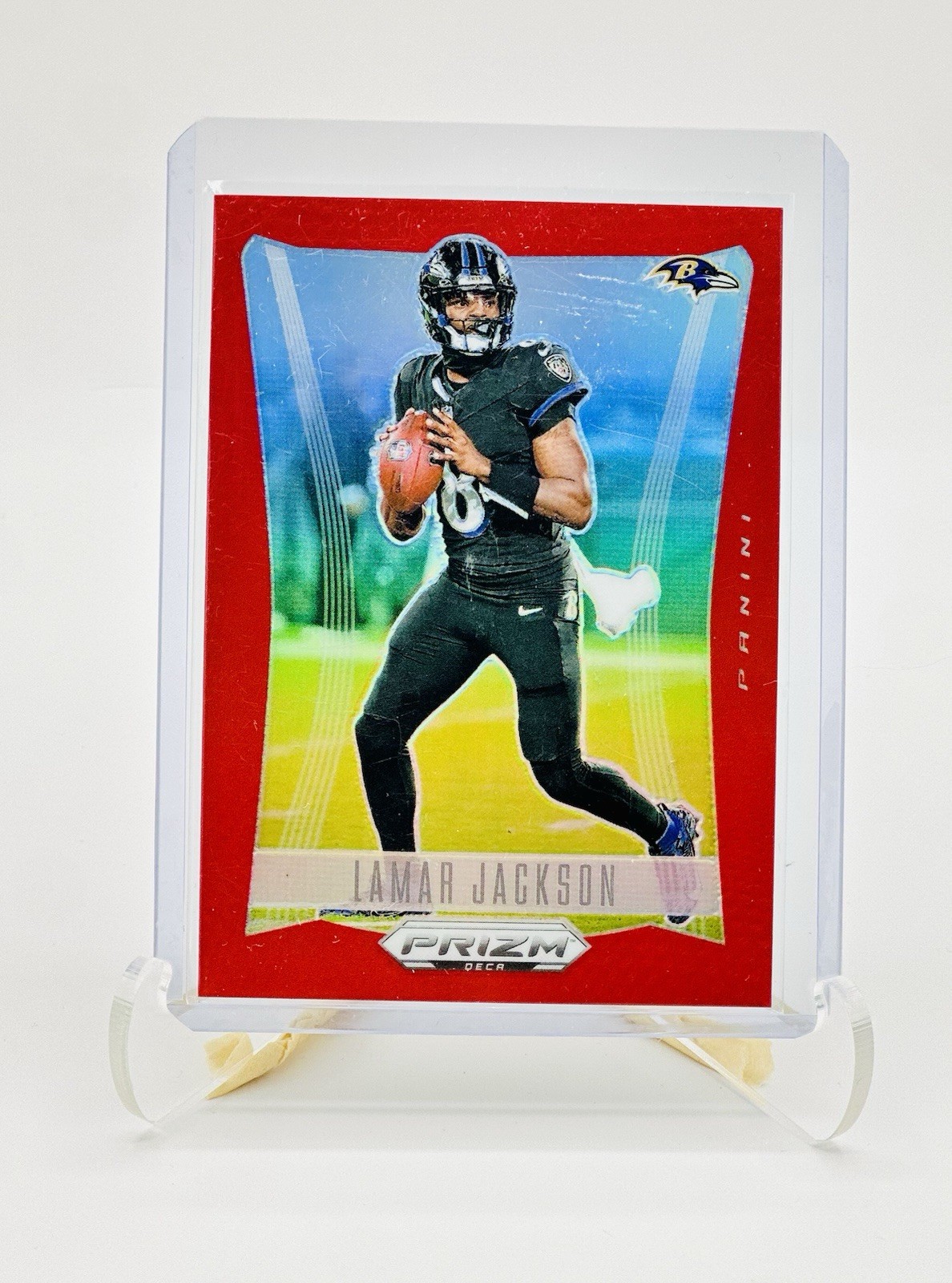 2024 Panini Prizm DECA - LAMAR JACKSON Red Prizm #20 Baltimore Ravens /199