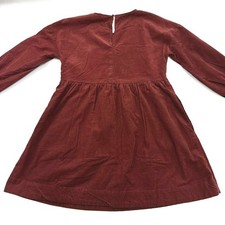 Madewell Corduroy Babydoll Mini Dress Rust Red 3/4 Sleeve Pockets Small Petite