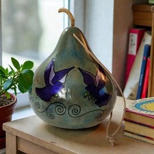 Hanging Gourd Peace Doves Birdhouse Feeder Ha...