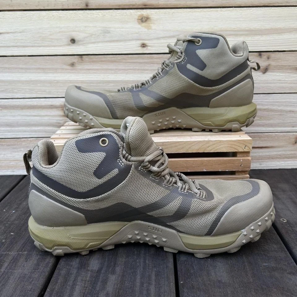 Tan Tactical 5.11 A/T Mid Boot Coyote Rubber Work Hiking Boots - Men’s 11.5 - Image 3 of 4