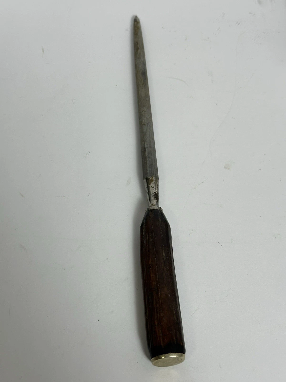 LEE'S USA STAG HORN HANDLE STERLING BAND HONING ROD KNIFE SHARPENER 12” Vtg