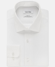 75 Calvin Klein Men's White Steel Regular Performance Dress Shirt Size 15 32/33