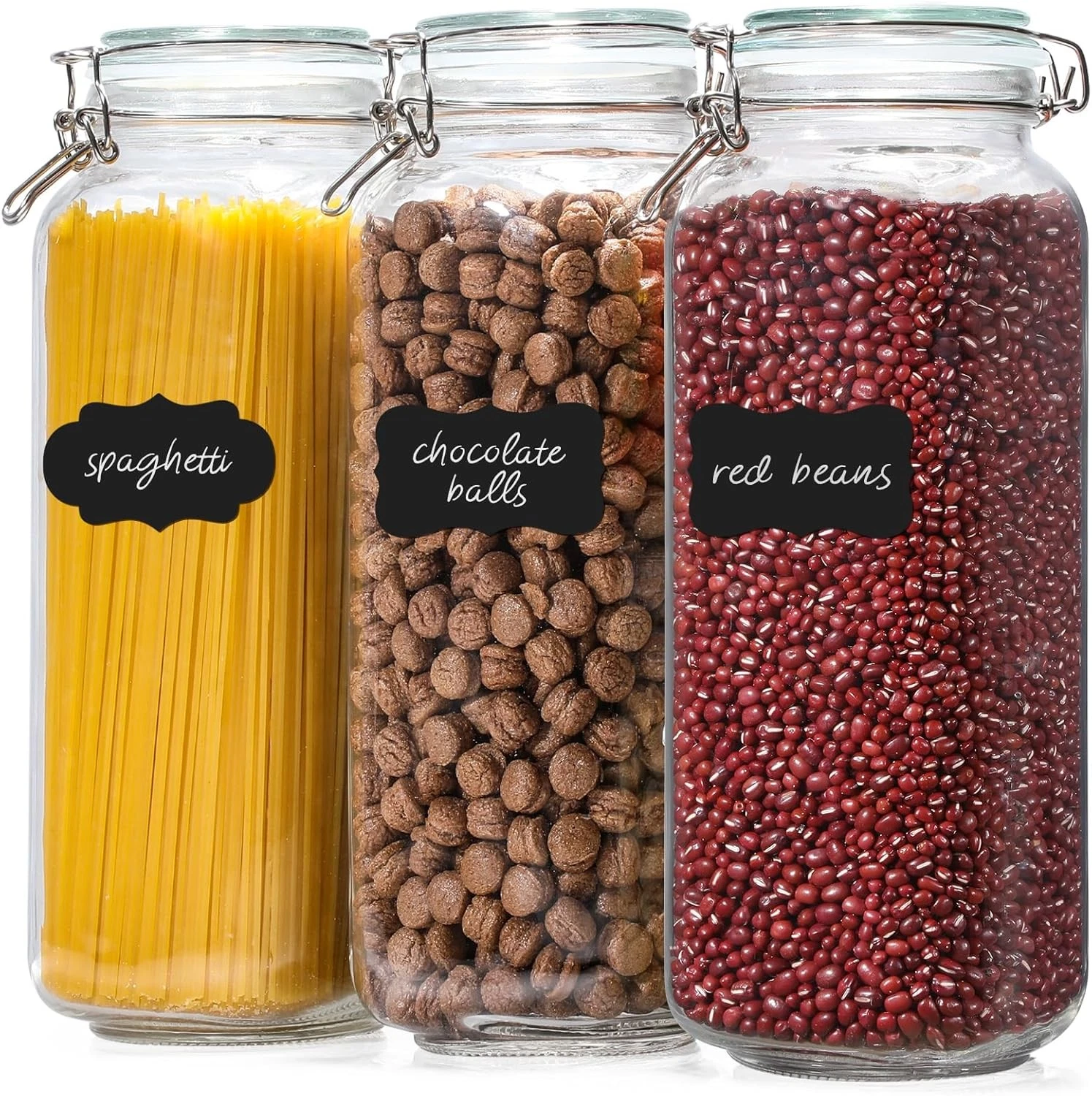 [ Taller ] 92oz Glass Jars W/ Airtight Lid Large Glass Food Storage Jars 3 Pack