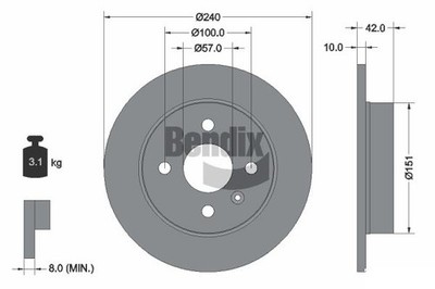 2 PCS BENDIX Braking BDS1249 Brake Disc