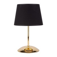 Tischleuchte Stahl Stoff Gold Schwarz E27 Elegant Stilvoll Blendarm Tischlampe
