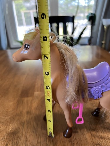 Barbie Brown Horse With Purple Saddle / Pink Foot Straps - Picture 5 of 6