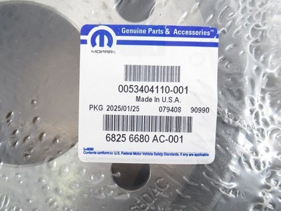 Genuine OEM Mopar Dodge Jeep 68256680AC Rear Brake Rotor