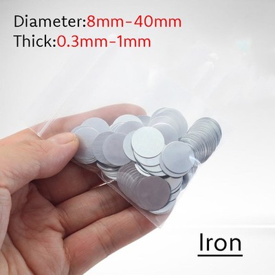 Mini Round Metal Sheet Plate 8mm-40mm Iron Disc - Can be attracted by a magnet