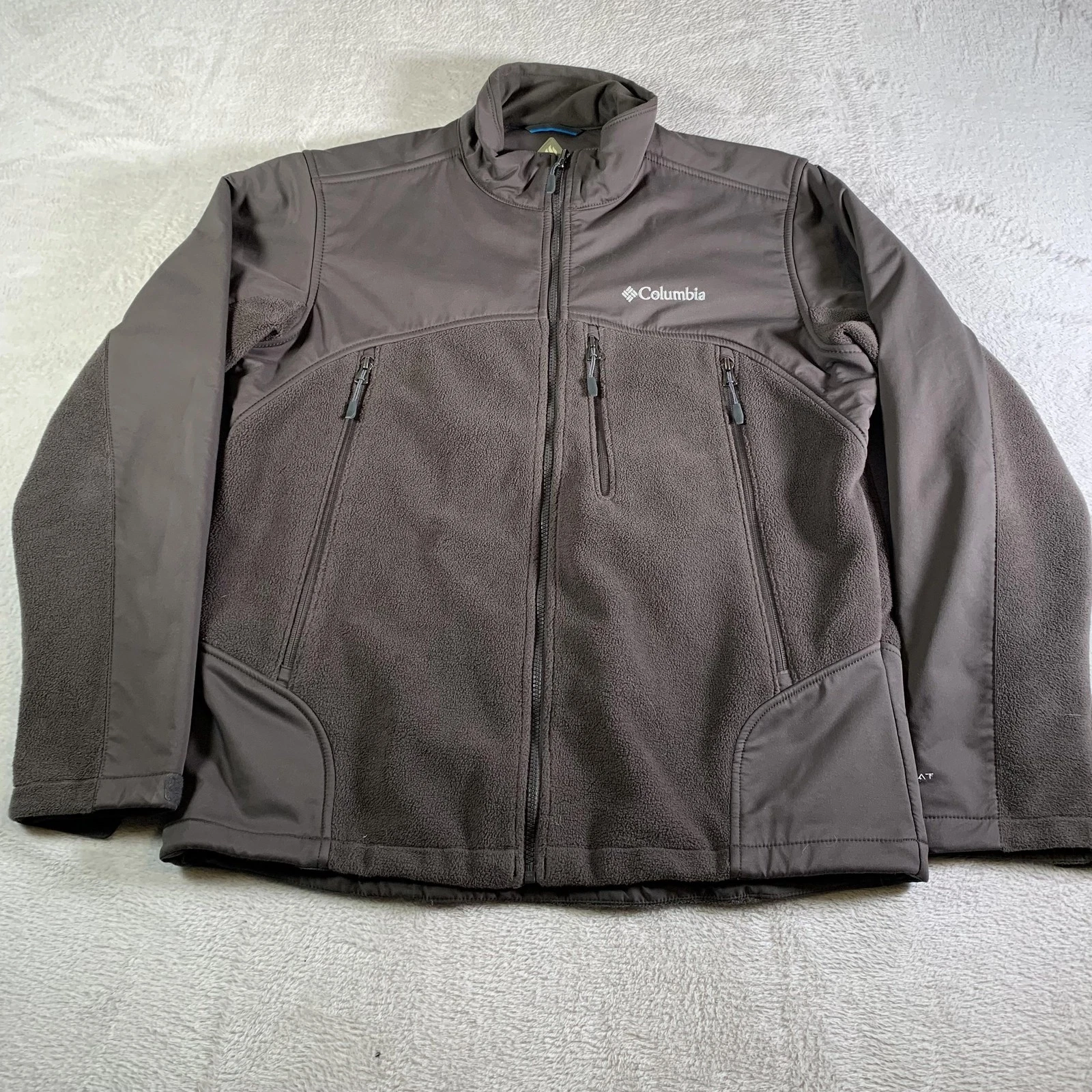Columbia Omni-Heat Interchange Jacket Mens Large Brown Fleece Softshell Full Zip