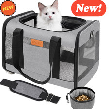Soft-Sided Cat Dog Carrier for Pets Up to 15 Lbs, Airline Approved Collapsible
