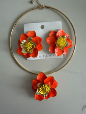 Schmuckset Blumen Halskette mit Anhänger & O...