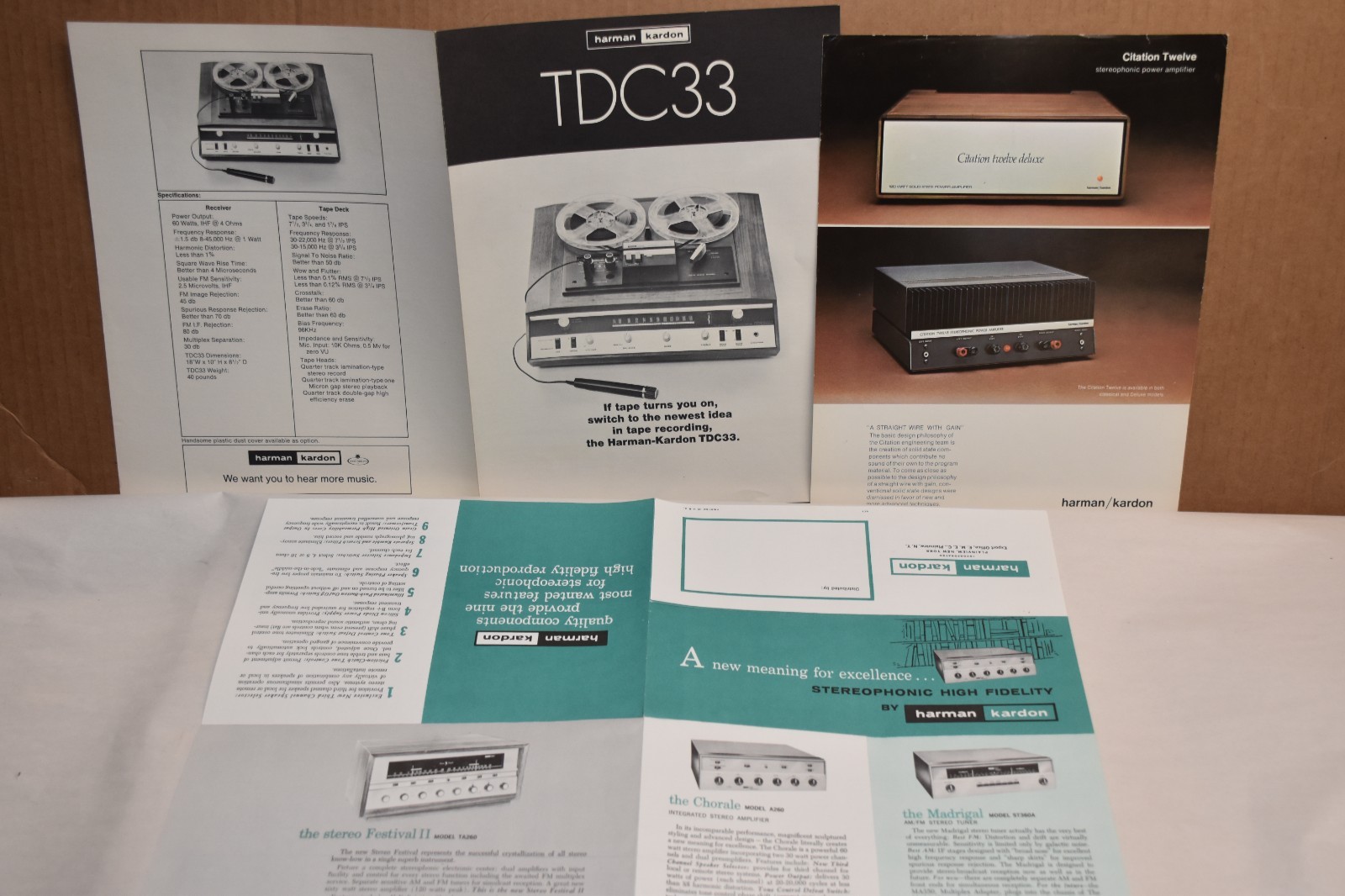 lot of vintage HARMAN KARDON  AUDIO stereo DEALER pamphlets brochures