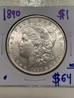 1890 $1 Morgan Dollar -FREE SHIPPING-