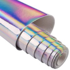 HGUAN Holographic Vinyl Fabric 12"x53" Faux Leather Sheets for Bows Earrings DIY
