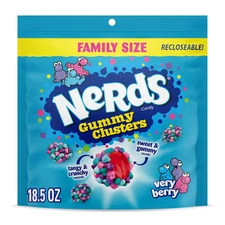 Nerds Gummy Clusters Candy Very Berry Resealable 18.5 Ounce Big Bag