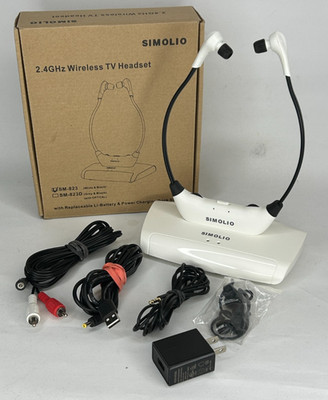 SIMOLIO 2.4GHz Wireless TV Headset Digital/Analog for Hearing Impaired SM-823