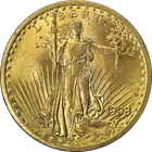 1908-P Saint-Gaudens Gold $20 No Motto Rattler Holder PCGS MS63 Nice Strike