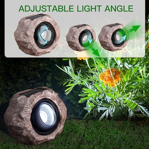Solar Rock Lights Outdoor, 1 Pack Super Bright Solar Spot Lights Outdoor IP65 - Picture 2 of 6
