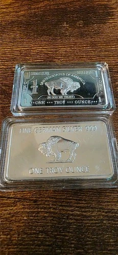 German silver buffalo 1oz troy (lot of two)
