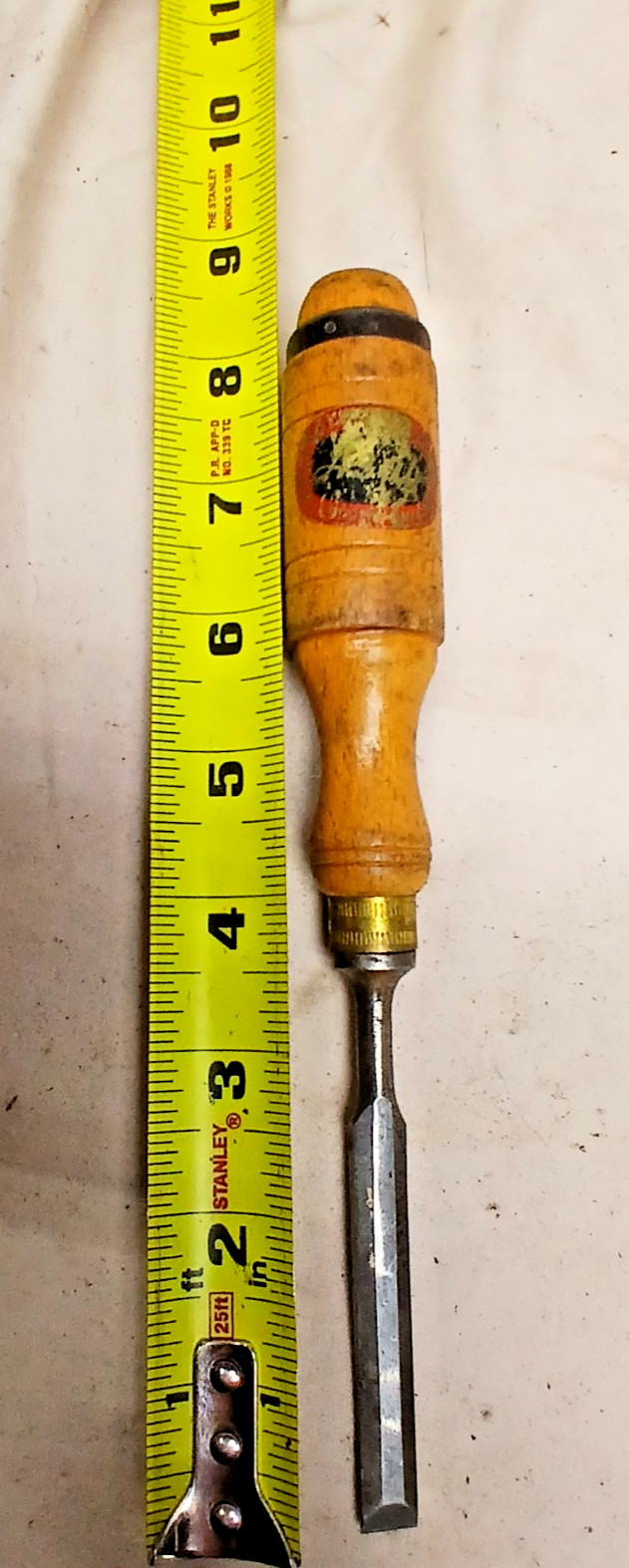 ADOLF STAHL ASAB BEVELED CHISEL, ESKILSTUA, SWEDEN, 3/8 IN. , 8 & 1/2 IN. LONG