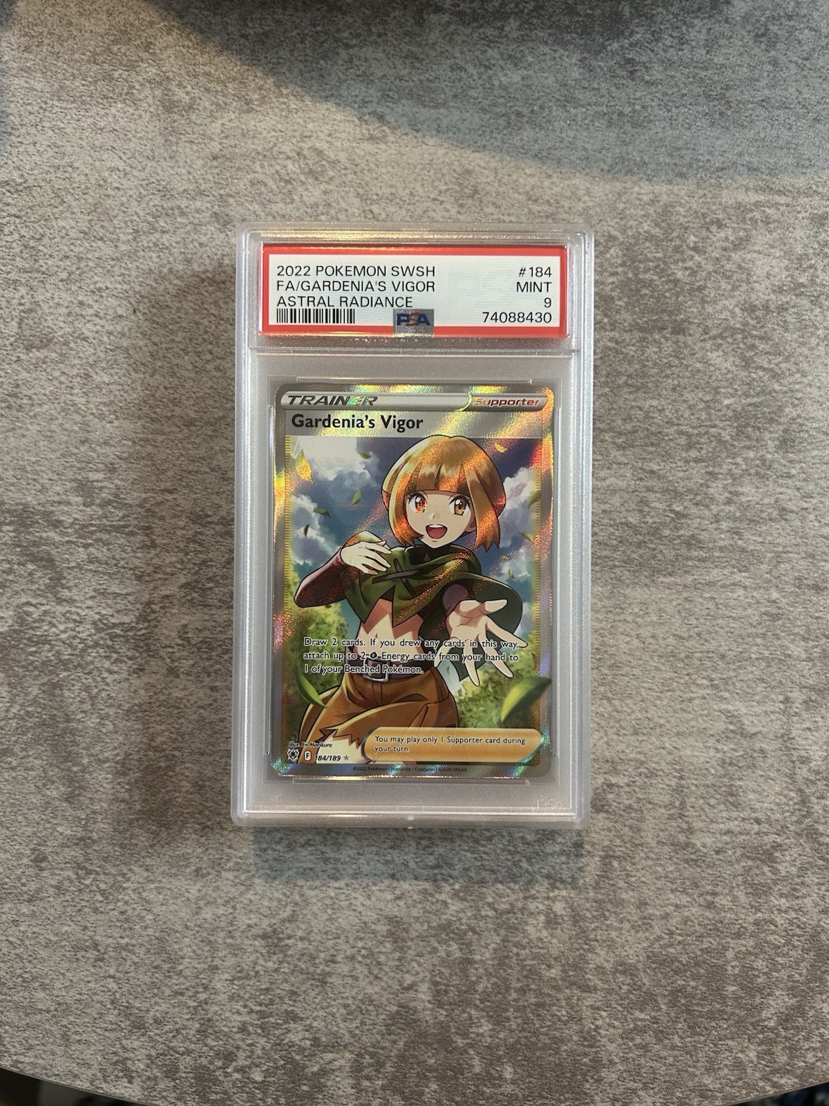 Pokémon TCG Gardenia's Vigor (Full Art) 184/189:Astral Radiance PSA 9