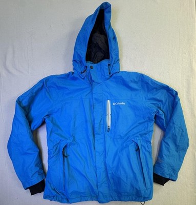 Columbia Omni-Tech Jacket Mens XL Blue Hooded Waterproof Ski Omni-Heat