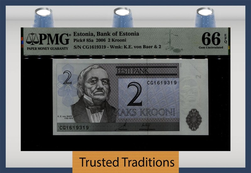 TT PK 85a 2006 ESTONIA BANK of ESTONIA 2 KROONI PMG 66 EPQ GEM UNCIRCULATED
