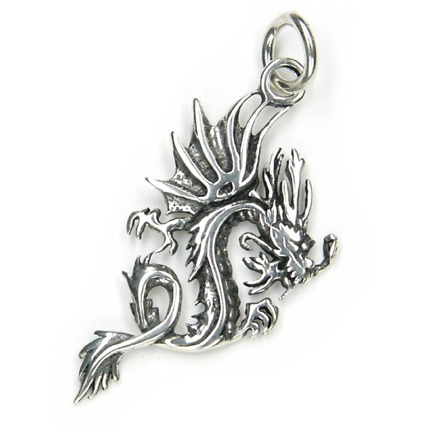 KettenanhäNger Drache Filigran 925 Silber 4,5Cm Oxidiert Amulett AnhäNger-image