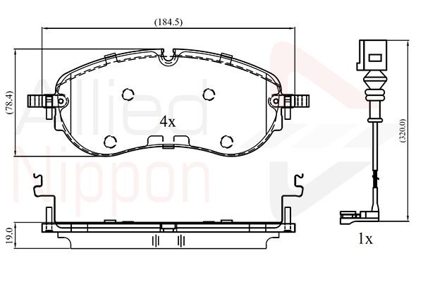 Brake Pad Set For Disc 184.6 mm Length Fits AUDI SKODA VW ALLIED NIPPON ADB13413