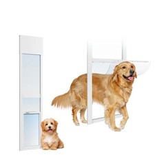 SLSYLockable Sliding Glass Pet Door,Adjustable Aluminum Frame Dog Door for Patio