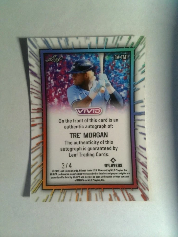 2025 Leaf Vivid Baseball - Auto - Autograph - Tre' Morgan #3/4 - Image 2 of 2