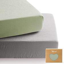 2 Pack Muslin Crib Sheets for Boys and Girls, 100 Cotton Fitted Crib Sheet for