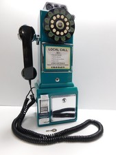 Crosley Teal Blue Pay Phone 1950s Retro Style Savings Bank w/Key WORKS CR56