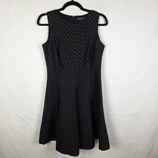 American Living Womens Black Silver Metallic Polka Dot Fit Flare Dress Size 8
