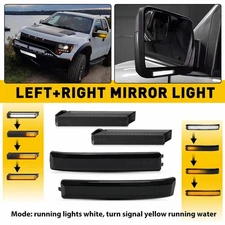 4x Smoke LED Side Mirror Turn Signal Lights Amber White For 2009-14 Ford F-150 R