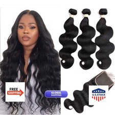 Beauhair Brazilian Body Wave Virgin Hair Bundles with 14 16 18 14 Closure 4X4