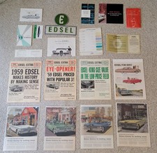 LOT OF  ORIGINAL EDSEL DEALERSHIP  BROCHURE OWNERS MANUAL ADVERTISMENT + SIGN