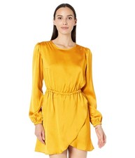 MICHAEL Michael Kors Women's Long-Sleeve Satin Flounce Dress (XL, Marigold)