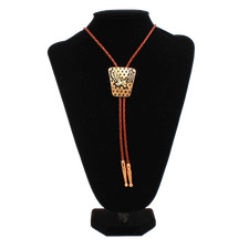 Double S Two Tone Copper Eagle Red Bolo Tie C10821